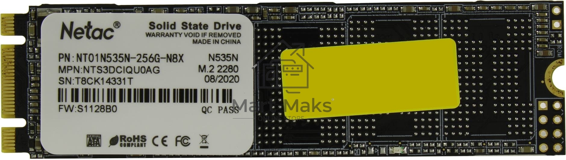 Накопитель SSD Netac N535N, 256GB, M.2 2280, SATA-III, R/W 560/520