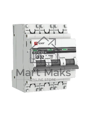 Выключатель автоматический модульный 3п D 32А 4.5кА ВА 47-63 PROxima EKF mcb4763-3-32D-pro