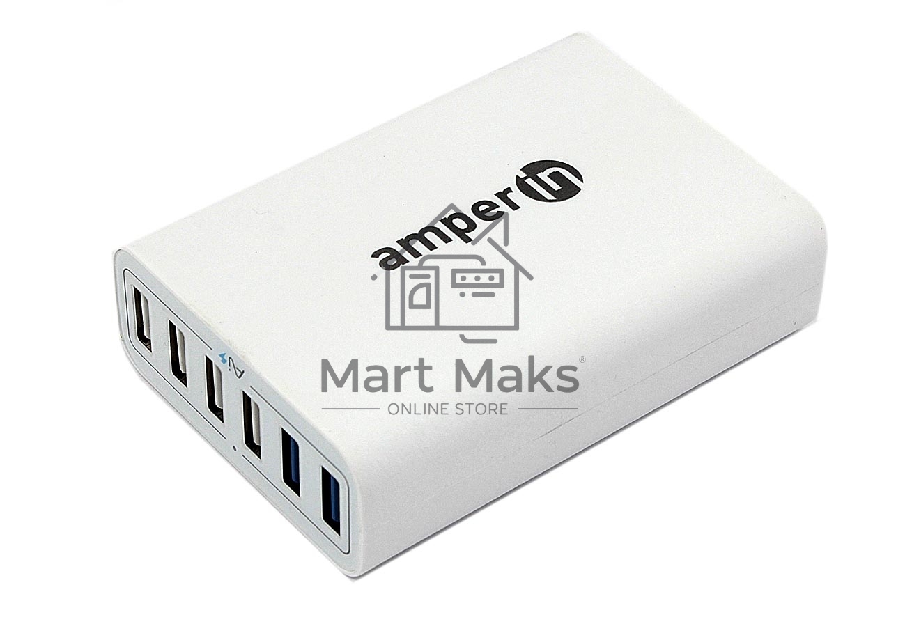 Блок питания (сетевой адаптер) Amperin Quick Charge 6-port QC 3.0 USB (YDS-TC060-4-2-0), белый