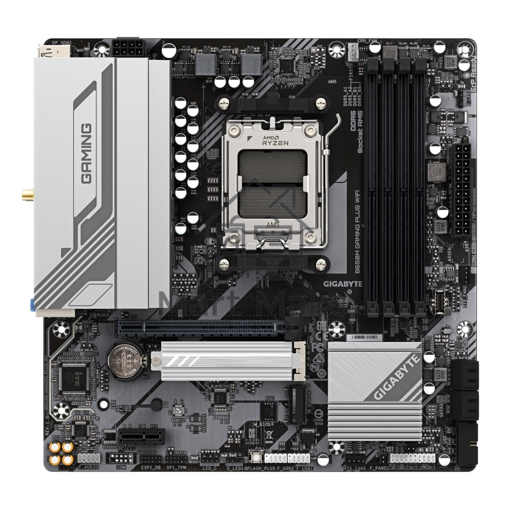 Материнская плата Gigabyte B650M GAMING PLUS WIFI, AM4, AMD B650, 4xDDR5, 4xSATA, 2xM.2, 1xPCIe 4.0 x16, 1xPCIe 3.0 x1, 2xDP, 1xHDMI, 1x2.5Gb LAN, Wi-Fi 6E, Bluetooth 5.3, 1xUSB-C 5Gbps, 5xUSB-A 5Gbps, 6xUSB-A 2.0, 3x3.5 мм, 7.1, mATX