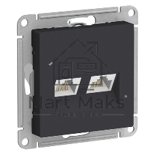 Розетка компьютерная двойная RJ45+RJ45, кат.6А, механизм SE AtlasDesign Карбон
