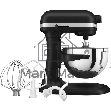 Миксер KitchenAid 5KSM55SXXEBM черный, стационарный, 375 Вт, 5.2 л, 11 скоростей
