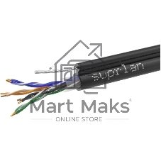 Кабель витая пара U/UTP кат.5E 4х2х24AWG solid Cu PE Out. T-FG8 Premium трос 305м (м) SUPRLAN 01-0308-1