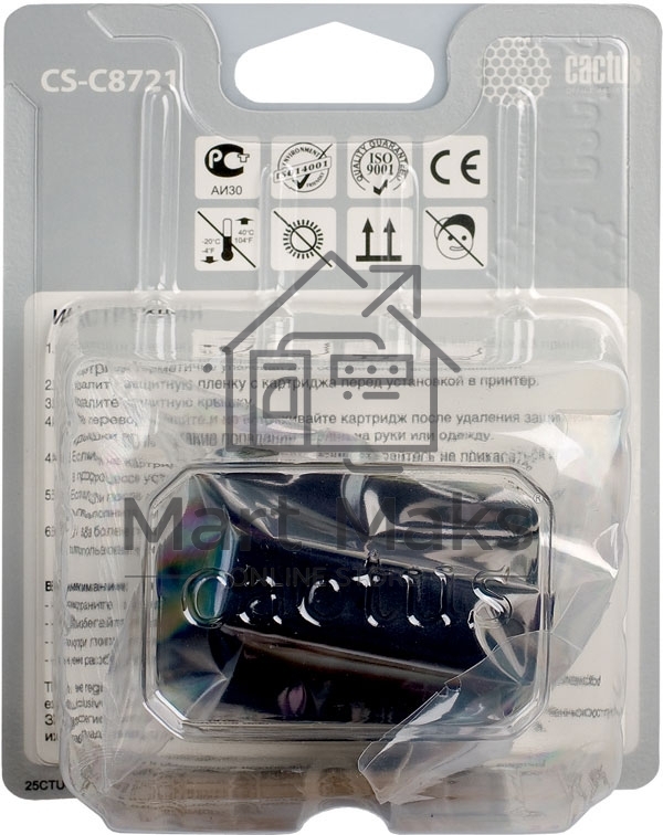 Картридж струйный Cactus CS-C8721 №177 черный (26мл) для HP PS 3213/3313/8253/C5183/C6183/C6283/C7183/C7283/C8183/D7163/D7263/D7363/D7463