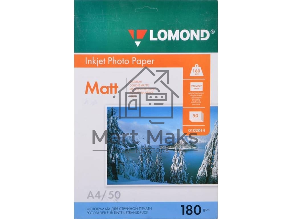 Фотобумага Lomond 0102014 A4/180г/м2/50л./белый матовое для струйной печати