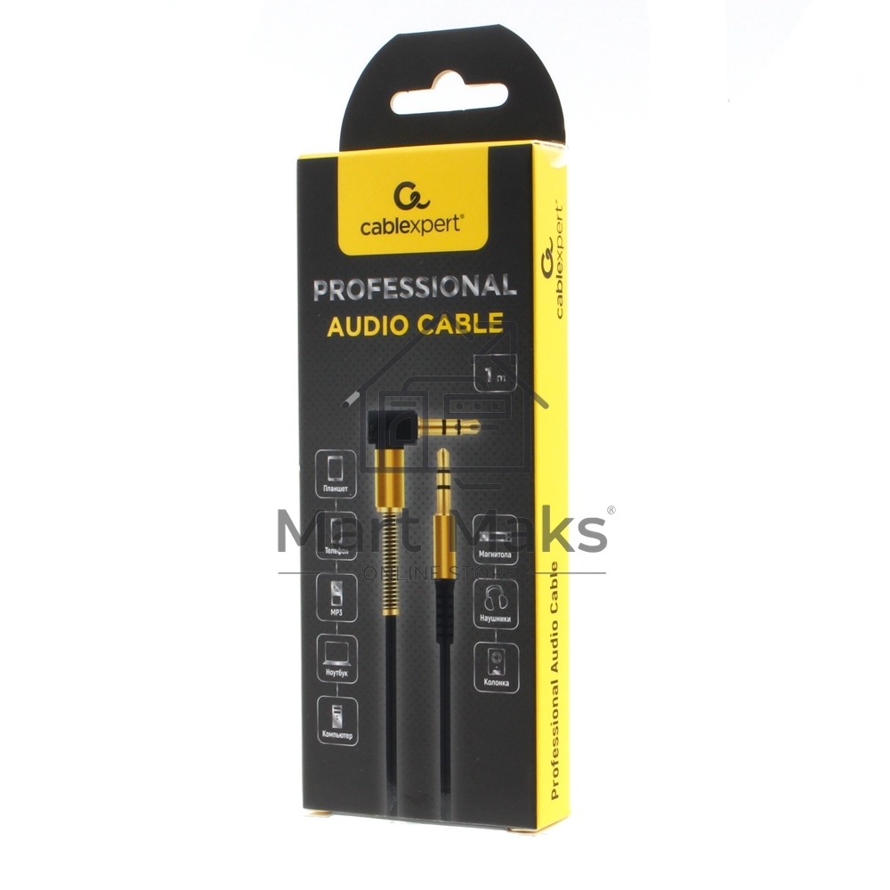Кабель Cablexpert аудио 90˚ CCAB-02-35MML-1MB. 3.5 Jack (M)/3.5 Jack (M), черный, 1м, блистер