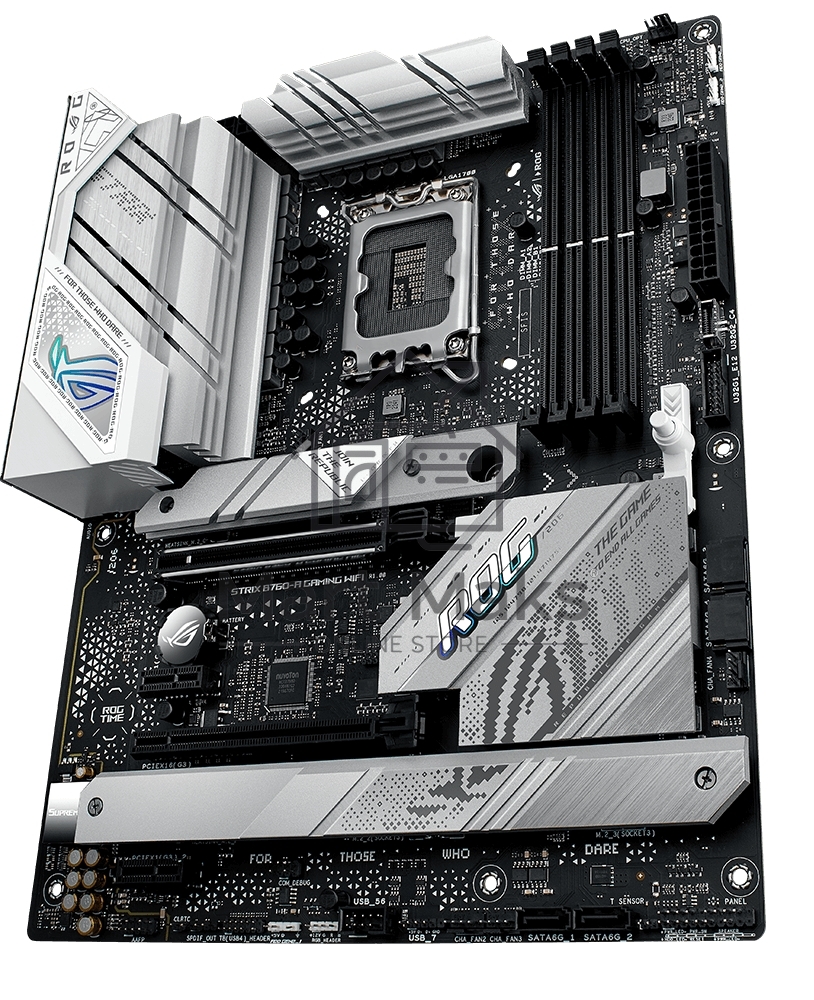 Материнская плата ASUS ROG STRIX B760-A GAMING WIFI, LGA 1700, Intel B760, 4xDDR5, 4xSATA, 3xM.2, 1xPCIe 5.0 x16, 1xPCIe 3.0 x4, 1xHDMI, 1xDP, 1x 2.5Gb LAN, 1xUSB-A 3.2 Gen 2, 2xUSB-A 3.2 Gen 1, 4xUSB 2.0, 5x3.5 мм, 7.1, Standard-ATX