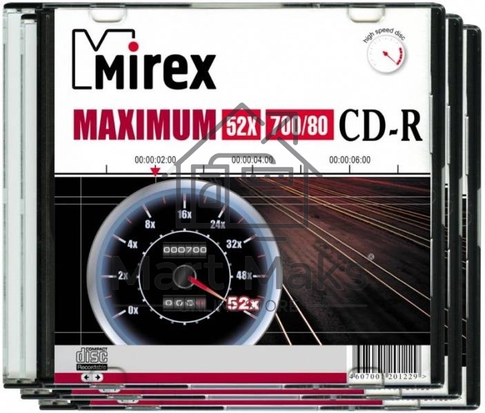 Диск CD-R Mirex 700 Mb, 52х, Maximum, Slim Case (1), (1/200)