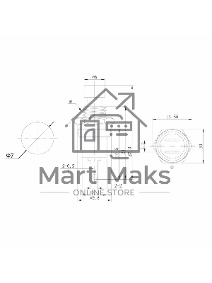 Выключатель-кнопка металл 220V 2А (2с) (ON)-OFF Ø7.2 красная Micro Rexant