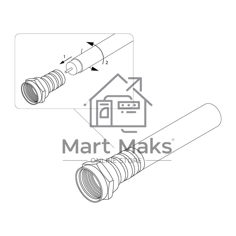 Разъем антенный на кабель Rexant штекер F для кабеля RG-6, (2 шт.)