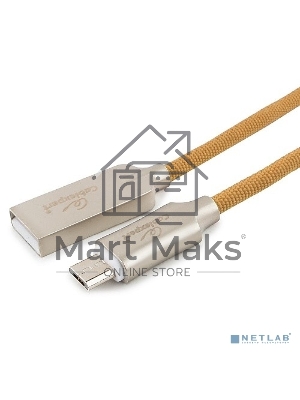 Кабель USB2.0 Cablexpert CC-P-mUSB02Gd-1.8M, AM/microB, серия Platinum, длина 1.8м, золотой, блистер