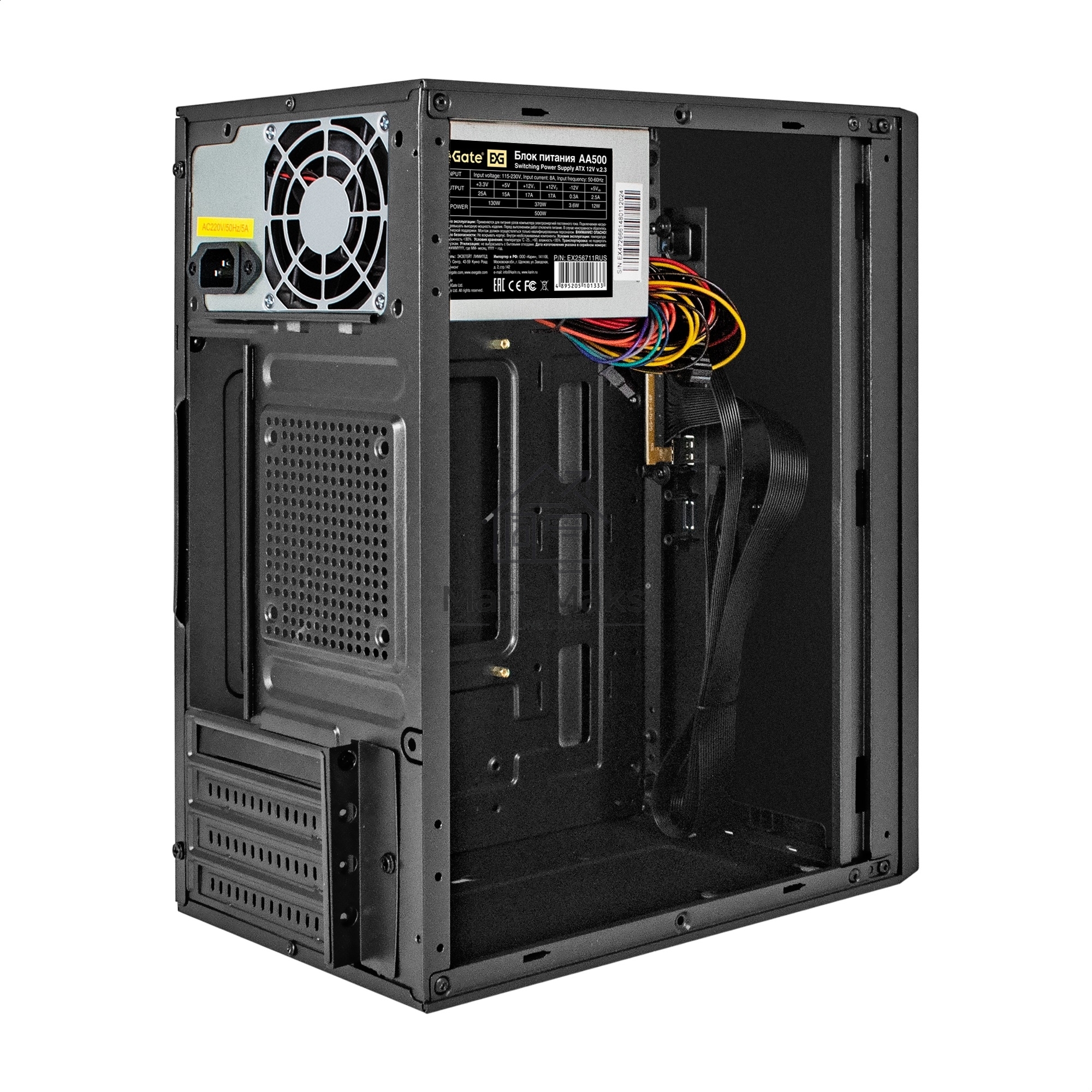 Компьютерный корпус Minitower ExeGate BAA-303-AA500 (mATX, БП AA500 с вент. 8см, 2*USB, HD Audio, черный)