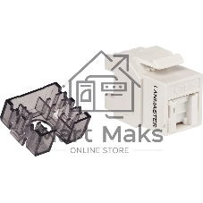 Модуль Keystone, RJ45, неэкранированный, кат.6, со встроенной шторкой, 180 градусов, белый