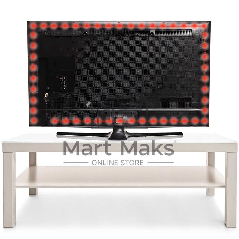Лента LED с USB коннектором 5 В, 8 мм, IP65, SMD 2835, 60 LED/m, цвет свечения красный