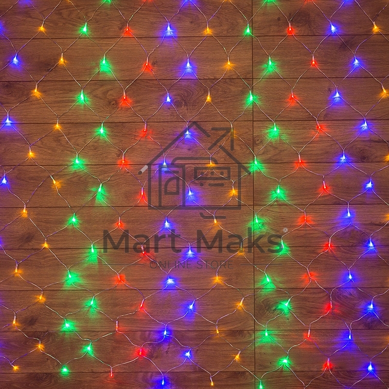 Гирлянда «Сеть» 1,5х1,5 м, прозрачный ПВХ, 96 LED мультиколор