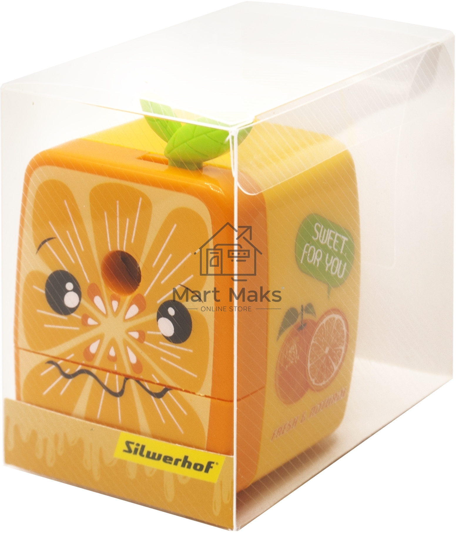 Точилка для карандашей механическая Silwerhof Vitamin C лимон Монстрики, 1 отверстие, пластик, ассорти, коробка