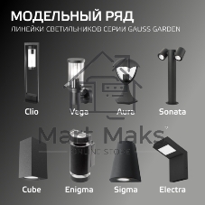 Светильник садово-парковый Gauss Aura на постамент 200x200x310мм, 170-240V/50Hz, 1xE27, Max.60W, IP: 54, 1/6