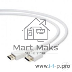 Кабель Cablexpert HDMI CC-HDMI4-W-1M, 19M/19M, v2.0, медь, позол.разъемы, экран, 1м, белый, пакет