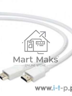 Кабель Cablexpert HDMI CC-HDMI4-W-1M, 19M/19M, v2.0, медь, позол.разъемы, экран, 1м, белый, пакет