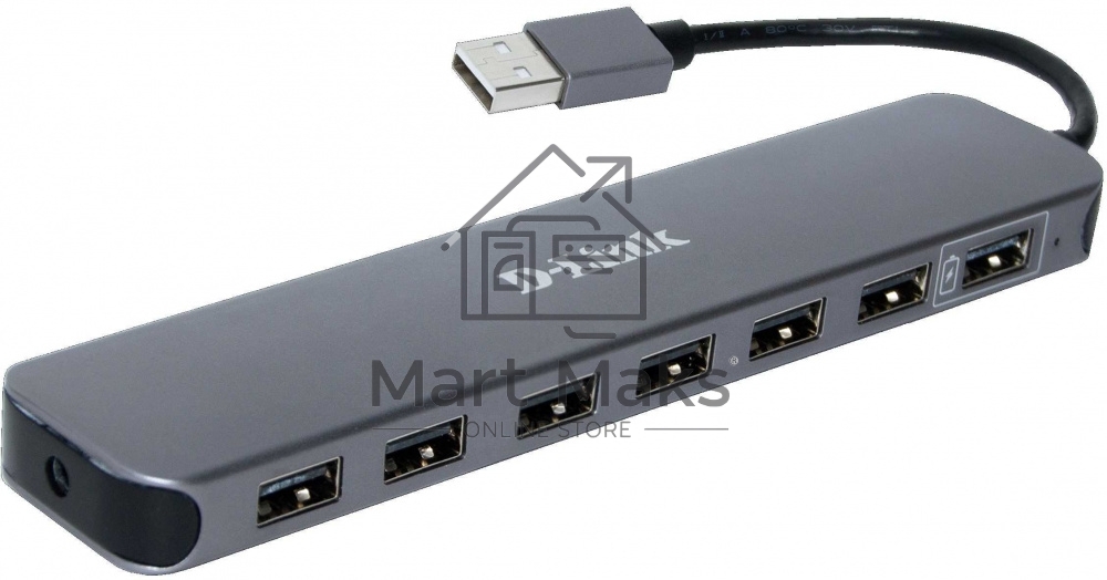 Концентраторы D-Link DUB-H7/E1A, 7-port USB 2.0 Hub.7 downstream USB type A (female) ports, 1 upstream USB type A (male), support Mac OS, Windows XP/Vista/7/8/10, Linux, support USB 1.1/2.0, fast charge mode.Powe