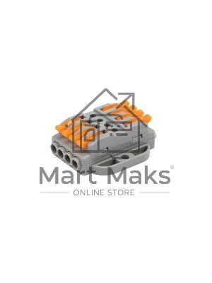 Клемма соединительная многоразовая проходная 4 полюса с монтажной площадкой (0,08-4 мм²), серая (25 шт./уп.) Rexant