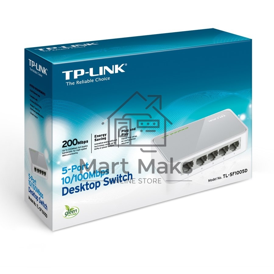 Коммутатор TP-Link SOHO TL-SF1005D Коммутатор 5-port 10/100M mini Desktop Switch, 5 10/100M RJ45 ports, Plastic case