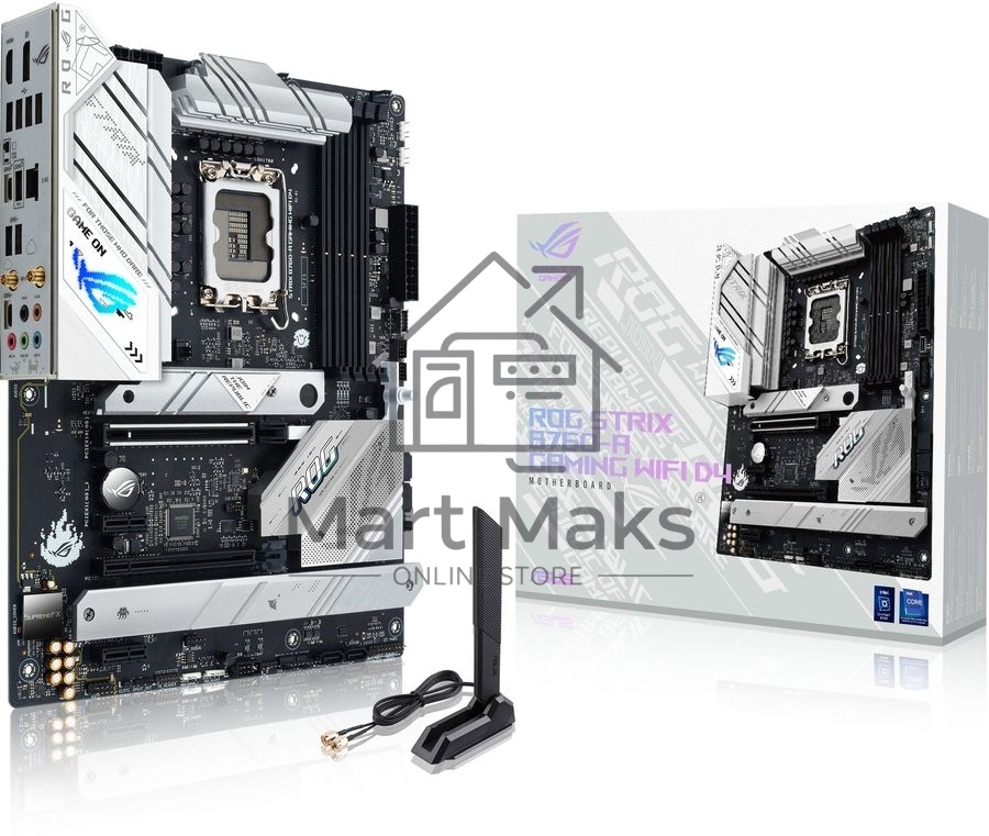 Материнская плата ASUS ROG STRIX B760-A GAMING WIFI, LGA 1700, Intel B760, 4xDDR5, 4xSATA, 3xM.2, 1xPCIe 5.0 x16, 1xPCIe 3.0 x4, 1xHDMI, 1xDP, 1x 2.5Gb LAN, 1xUSB-A 3.2 Gen 2, 2xUSB-A 3.2 Gen 1, 4xUSB 2.0, 5x3.5 мм, 7.1, Standard-ATX Материнская плата ASUS ROG STRIX B760-A GAMING WIFI, LGA 1700, Intel B760, 4xDDR5, 4xSATA, 3xM.2, 1xPCIe 5.0 x16, 1xPCIe 3.0 x4, 1xHDMI, 1xDP, 1x 2.5Gb LAN, 1xUSB-A 3.2 Gen 2, 2xUSB-A 3.2 Gen 1, 4xUSB 2.0, 5x3.5 мм, 7.1, Standard-ATX
