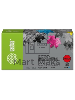 Картридж струйный Cactus CS-PFI320C голубой (300мл) для Canon imagePROGRAF TM-200/TM-200 MFP L24ei/TM-205/TM-300
