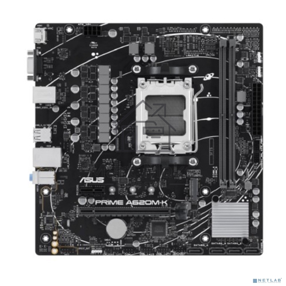 Материнская плата ASUS PRIME A620M-K, AM5, AMD A620, 2xDDR5, 4xSATA, 1xM.2, 1xPCI-E 4.0 x16, 1xPCI-E x1, 1xHDMI, 1xVGA, 1x 1Gb LAN, 4xUSB-A 3.2 Gen 1, 2xUSB-A 2.0, 3x3.5 мм, 7.1, Micro-ATX