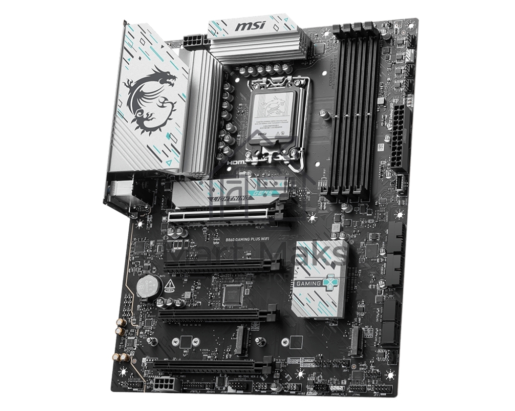 Материнская плата MSI B860 GAMING PLUS WIFI, LGA 1851, Intel B860, 4xDDR5, 4xSATA, 3xM.2, 1xPCIe 4.0 x4, 1xPCIe 5.0 x16, 1xDP, 1xHDMI, 1xUSB-C, 1x 5Gb LAN, 4xUSB-A 2.0, 2xUSB-A 3.2 Gen 1, 2xUSB 3.2 Gen 2, 7.1, 3x3.5 мм, ATX