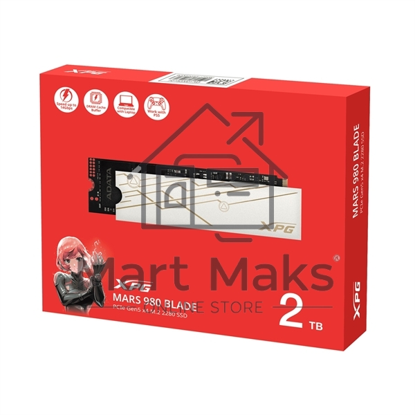 Накопитель SSD ADATA XPG MARS 980 BLADE, 2Tb, PCIe 5.0 x4, M.2 2280, NVMe, R/W 14000/13000