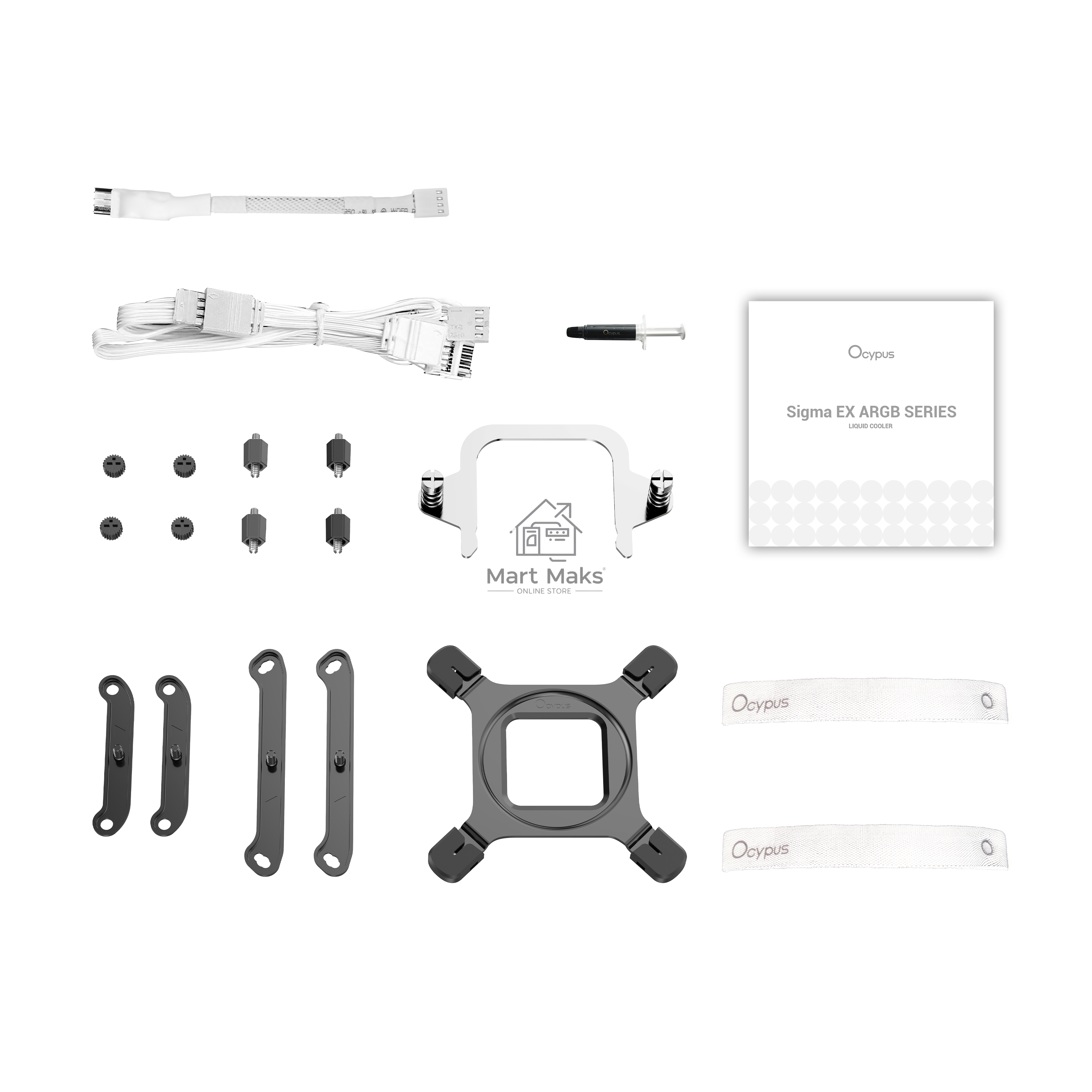 Система жидкостного охлаждения Water Cooling System Ocypus Sigma L24 EX WH ARGB (290W, 240mm, LED, White, ARGB/ Fans: 2x120mm, 36dBA, 88CFM, 2400RPM/ Pump height 99mm, 27dBA, 3100RPM, Rad thickness 27mm/ S: 1851, 1700, 1200, 115X, AM5, AM4)