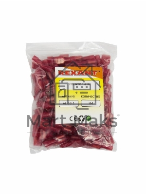 Клемма плоская полностью изолированная Rexant, гнездо 6.6 мм, в нейлоне, 0.5-1.5 мм² (РПи-м(н) 1.5-(6.3)), красный