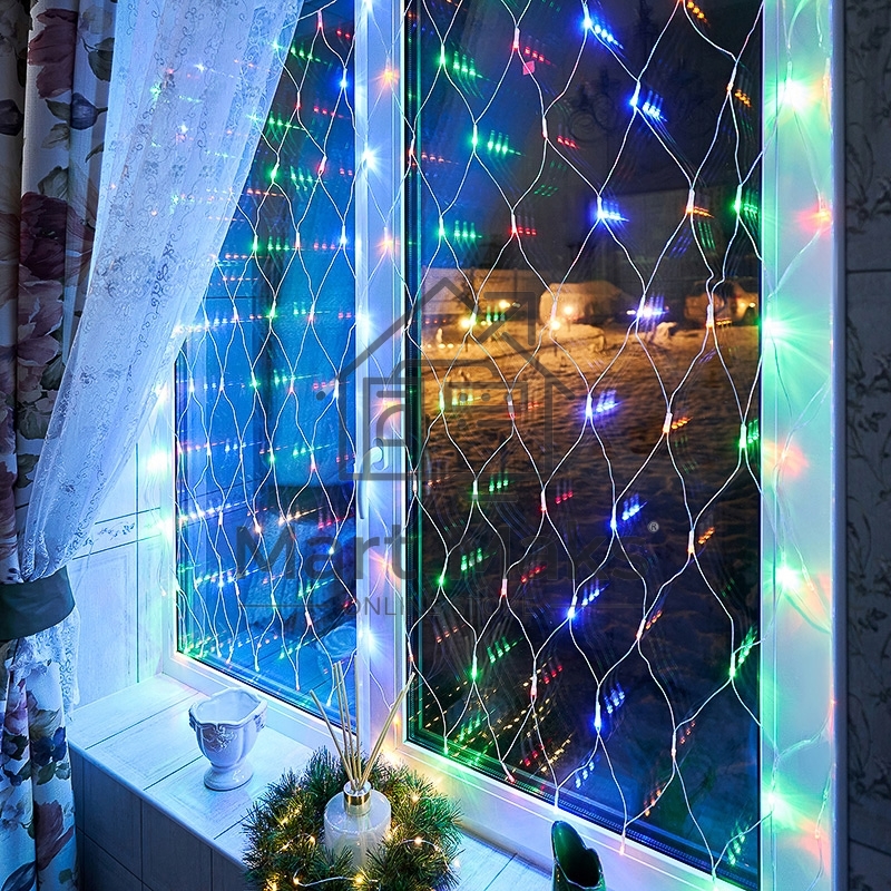 Гирлянда «Сеть» 1,5х1,5 м, прозрачный ПВХ, 96 LED мультиколор