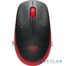 Мышь беспроводная Logitech M190 черный/красный, 1000 dpi, радиоканал, USB, кнопки - 3