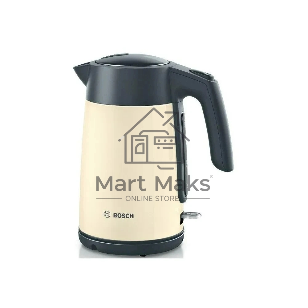 Чайник Bosch TWK7L467, 1.7л, 2400 Вт., нерж.сталь, покрытая эмалью, бежевый, шкала уровня воды