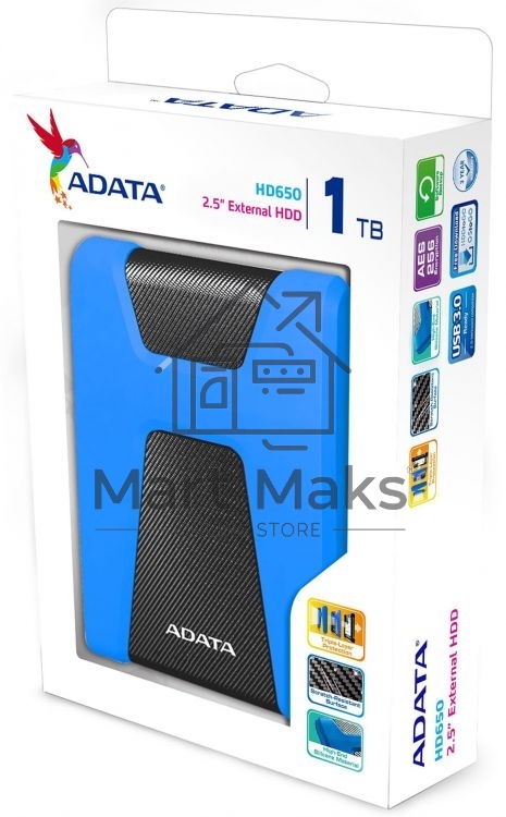 Внешний жесткий диск ADATA 1TB ADATA HD650 AHD650-1TU31-CBL USB 3.1, синий Retail