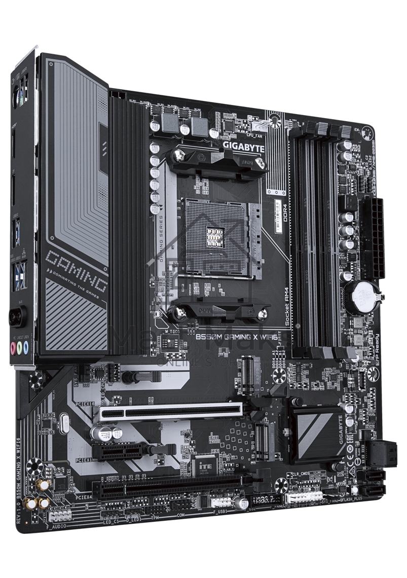 Материнская плата Gigabyte B550M GAMING X WIFI6, AM4, AMD B550, 4xDDR4, 4xSATA, 2xM.2, 1xPCIe 4.0 x16, 1xPCIe 3.0 x4, 1xPCIe 3.0 x1, 1xDP, 1xHDMI, 1x1Gb LAN, Wi-Fi 6, Bluetooth 5.3, 4xUSB-A 5Gbps, 2xUSB-A 2.0, 3x3.5 мм, 7.1, mATX