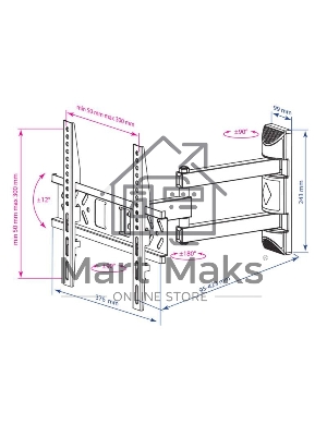 Кронштейн для телевизора Kromax PIXIS-XS черный 22