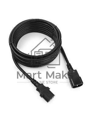 Кабель питания сист.блок-монитор Cablexpert PC-189-1-5M, 5м, C13-C14, 3x1кв.мм., черный, с заземлением