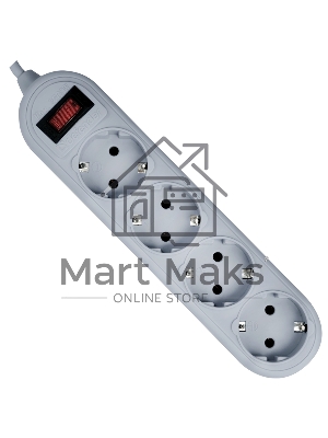 Сетевой фильтр Defender ES Lite, 1.8м, 4 розетки, серый