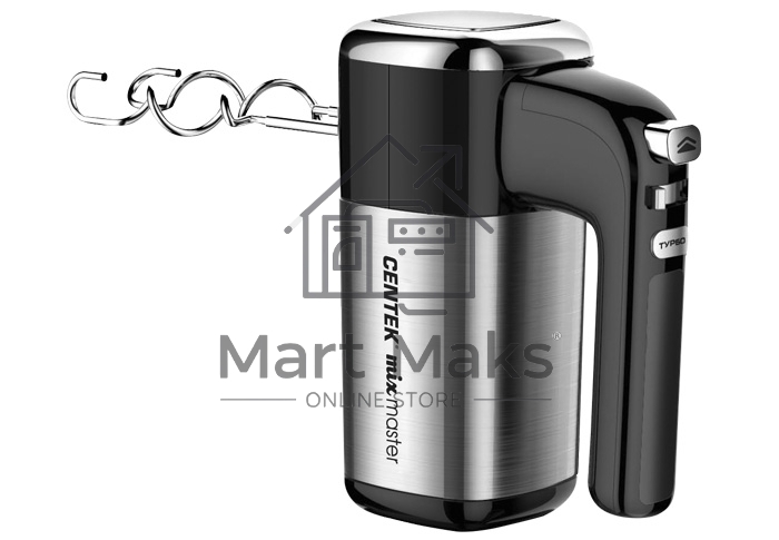 Миксер Centek CT-1120 (черн/сталь) 1200Вт, 5 скоростей+турбо, взбивание/замешивание