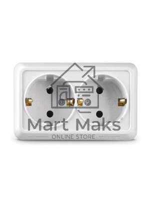 Розетка 2-м ОП Олимп 16А с заземл. белый UNIVersal О0128