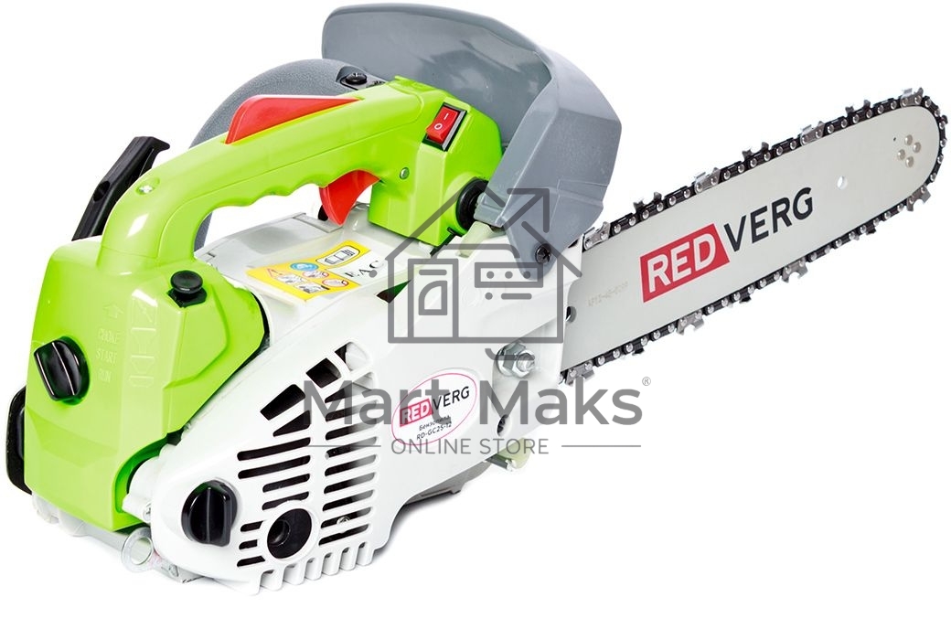 Бензопила RedVerg RD-GC25-12 1,4лс/1,0кВт; 25 куб.см; шина-30см; шаг-3/8; толщина паза-1,3мм; кол-во .вед зв.- 45; одноручная; вес-4,8 кг