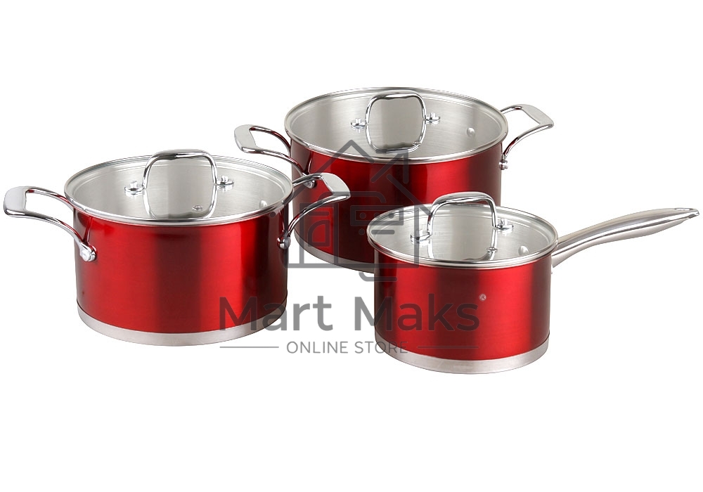 Набор кастрюль Pomi d'Oro PSS-640027 Prezioso, 20см, 24см и соусник 16см с крышками