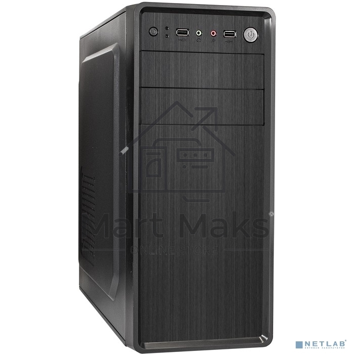 Компьютерный корпус Miditower ExeGate XP-401-400W-12 (ATX, БП XP400 с вент. 12см, 2*USB, аудио, черный)