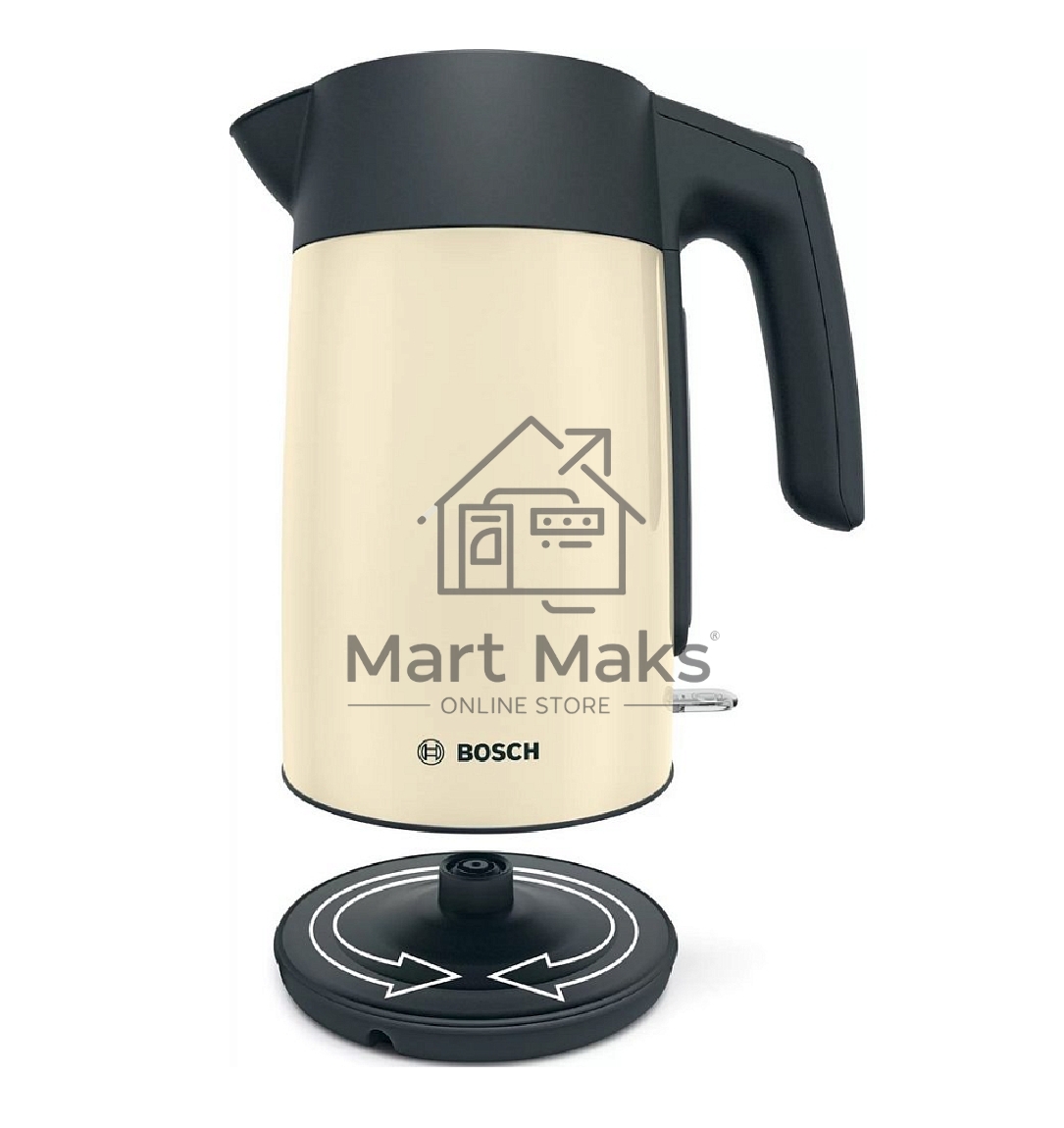 Чайник Bosch TWK7L467, 1.7л, 2400 Вт., нерж.сталь, покрытая эмалью, бежевый, шкала уровня воды