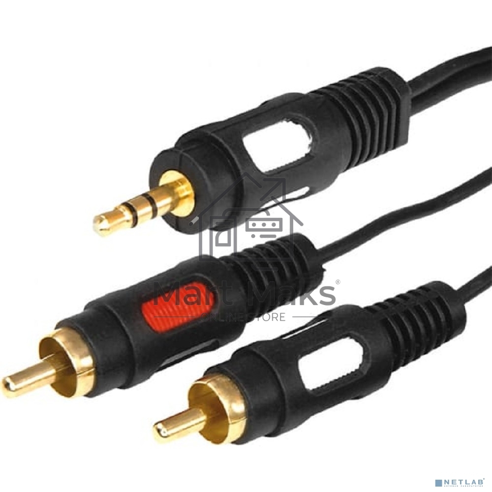 Шнур Стерео 3,5 мм - 2 RCA, длина 3 мeтра (GOLD) Rexant