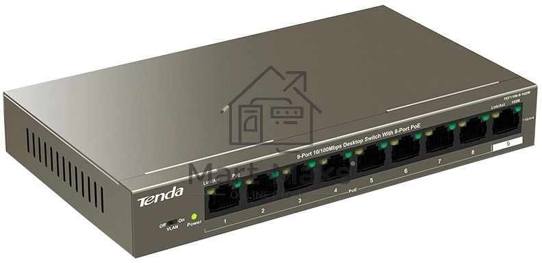 Коммутатор 9PORT 10/100M POE TEF1109P-8-102W TENDA