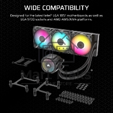 Система жидкостного охлаждения Corsair NAUTILUS 360 ARGB (360мм, черный, ARGB/ Fans: 3x120мм, 72.8CFM, 36dBA, 1700RPM/ S: 1851, 1700, AM5, AM4)